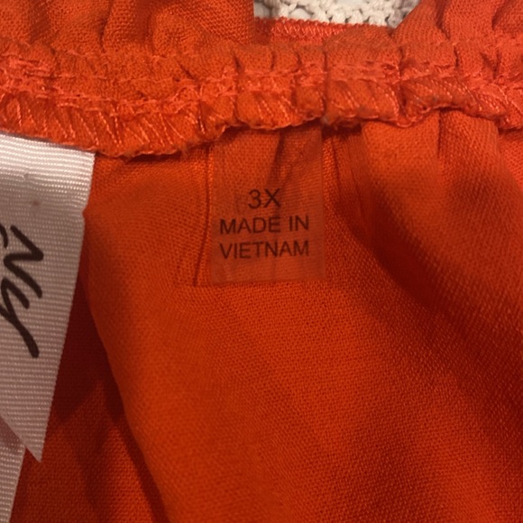 NY Collection Orange Peasant Top With Ruffled Sleeves, Size 3X, EUC - Picture 6 of 10